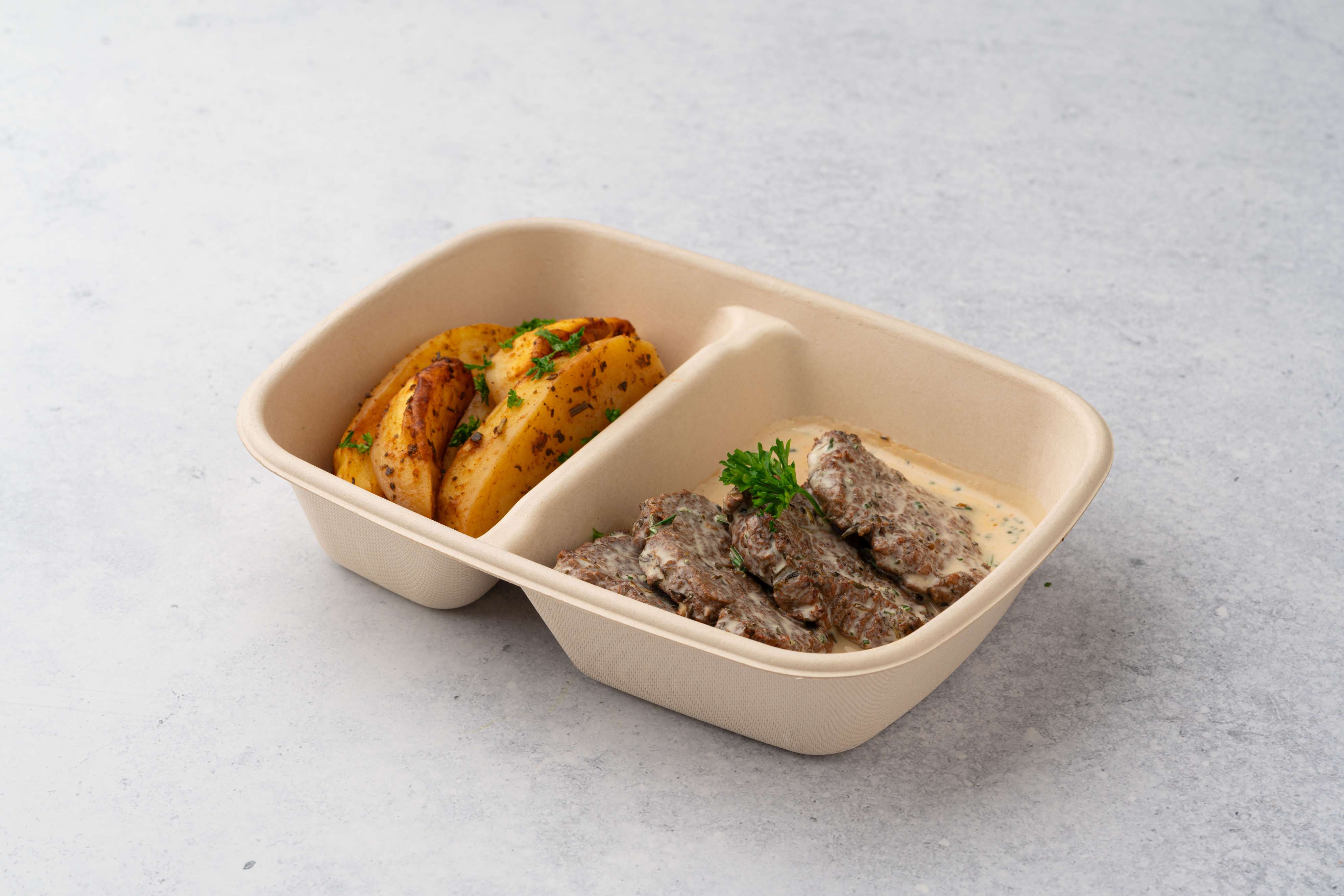 Steak With Mustard-Thyme Sauce With Potato Wedges